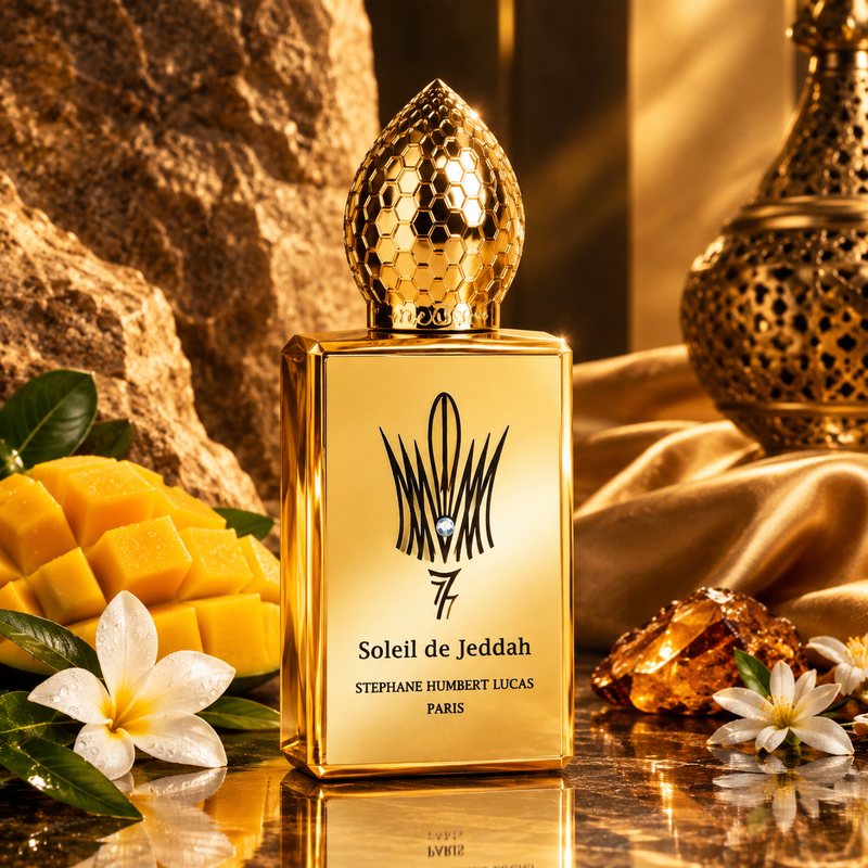 Stephane Humbert Lucas 777 Soleil de Jeddah Mango Kiss Eau de Parfum by Stephane Humbert Lucas - perfume bottle with original packaging box