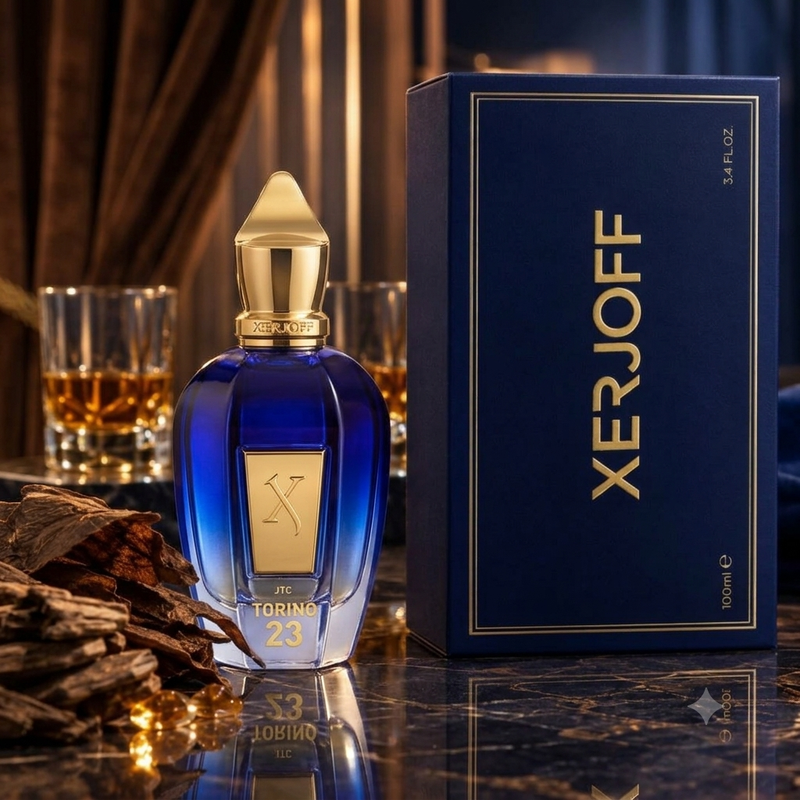 Xerjoff Torino 23 Eau De Parfum by Xerjoff - angled view showing bottle design and branding
