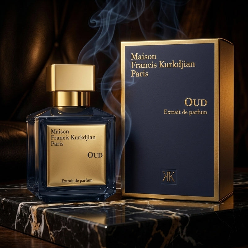 Maison Francis Kurkdjian Oud Extrait - Bottle and Luxury Presentation Box