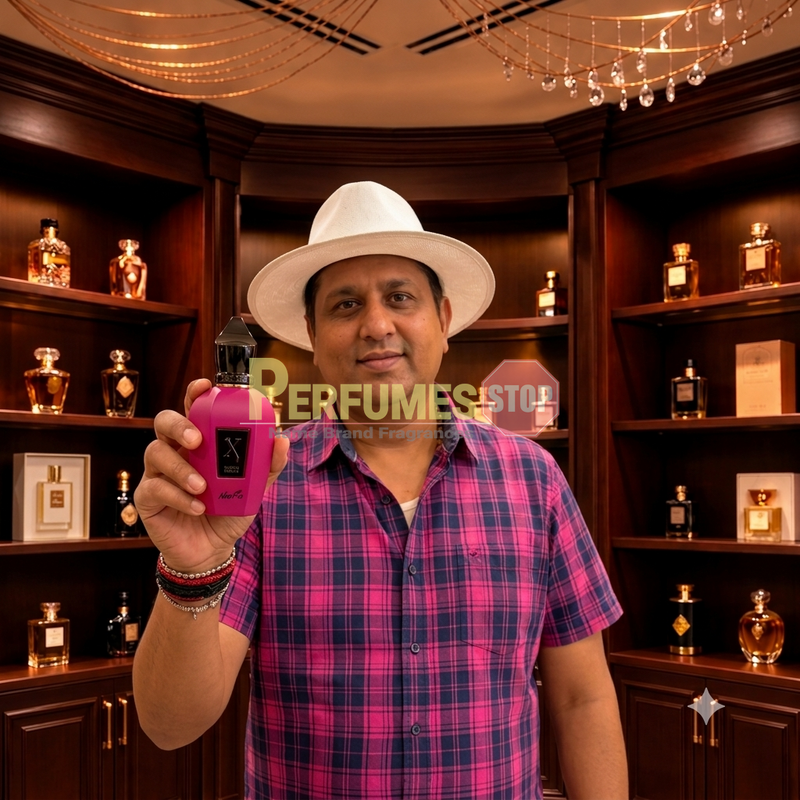 Xerjoff Neorio Fluo Pink Eau de Parfum by Xerjoff - lifestyle shot highlighting the eau de parfum bottle details