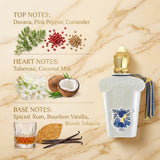 Xerjoff Casamorati Quattro Pizzi Eau de Parfum - Luxury Editorial Fragrance Notes Infographic