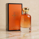 Bharara Beauty Fantasy Pour Femme EDP Spray 3.4oz / 100ml orange perfume bottle and matching branded box."