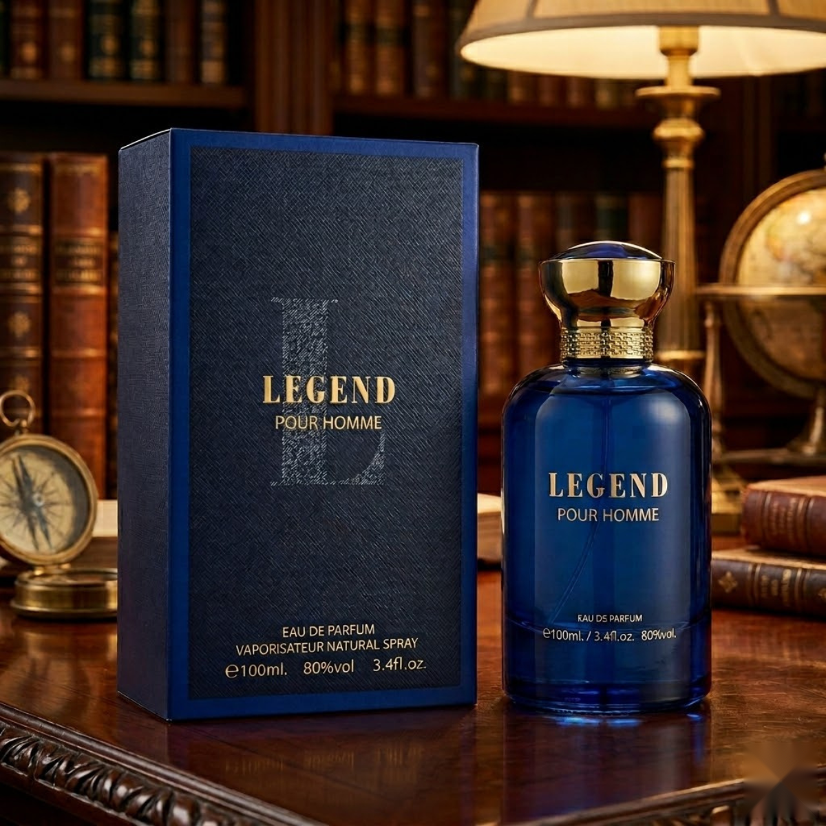 "Bharara Beauty Legend Pour Homme EDP Spray 3.4oz / 100ml blue perfume bottle and matching branded box."