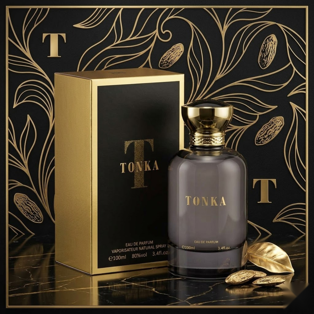 "Bharara Beauty Tonka for Men EDP Spray 3.4oz / 100ml gray perfume bottle and matching branded box."