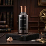 "Bharara King Parfum Spray 100ml perfume bottle displayed on a wooden table."