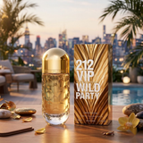 "Carolina Herrera 212 VIP Wild Party Limited Edition EDT Spray 2.7oz / 80ml perfume bottle and matching gold box."