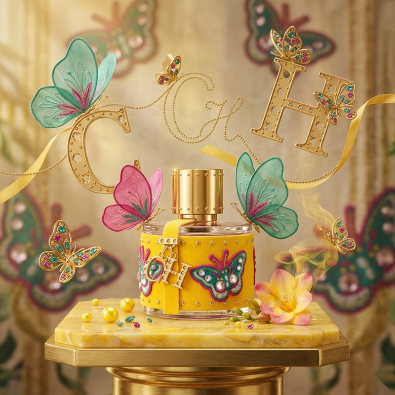 "Carolina Herrera CH Beauties Limited Edition Eau De Parfum EDP Spray 3.4oz / 100ml perfume bottle displayed in an elegant decorative setting."