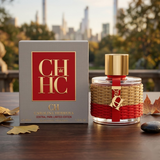 "Carolina Herrera CH Central Park Limited Edition EDP Spray 3.4oz / 100ml perfume bottle and matching red and gold box."