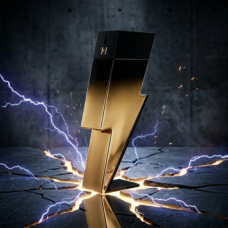 "Carolina Herrera New York Bad Boy Extreme EDP Extreme Spray 3.4oz perfume bottle displayed in a dramatic dark decorative setting."