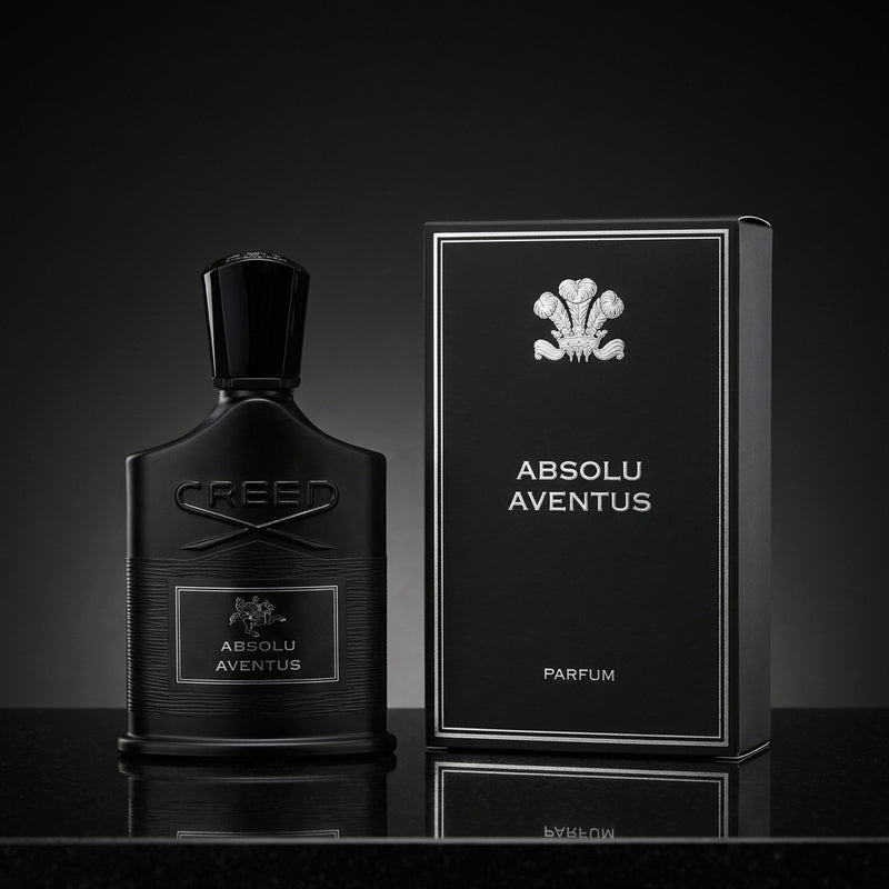 Creed Absolu Aventus Parfum Bottle and Retail Box Presentation