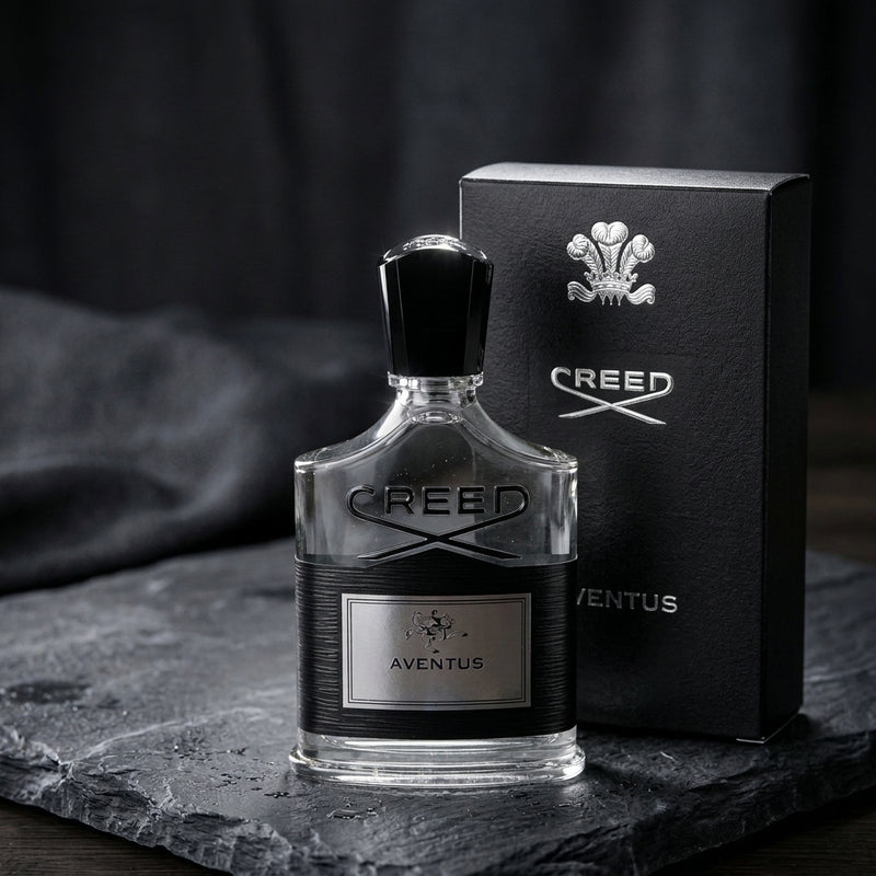 Creed Aventus Eau de Parfum Bottle and Luxury Presentation Packaging Box