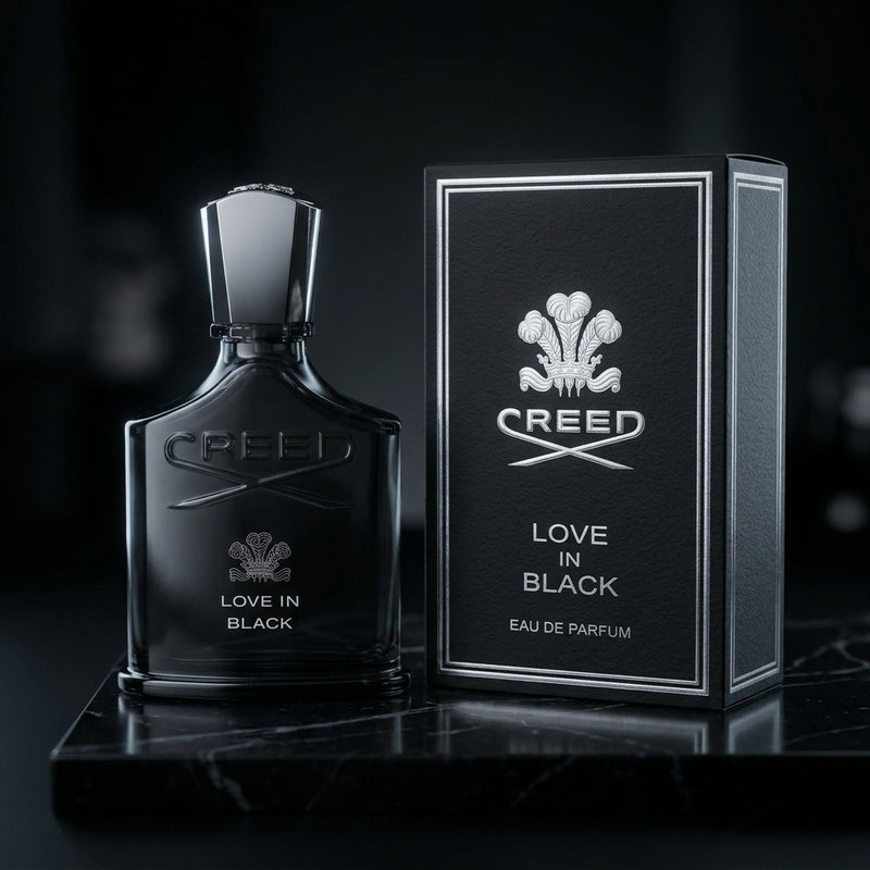 Creed Love in Black Eau de Parfum Bottle and Retail Box Presentation