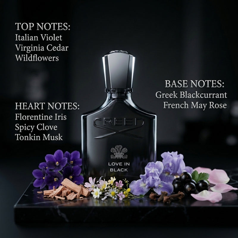 Creed Love in Black Fragrance Notes Pyramid Breakdown Infographic