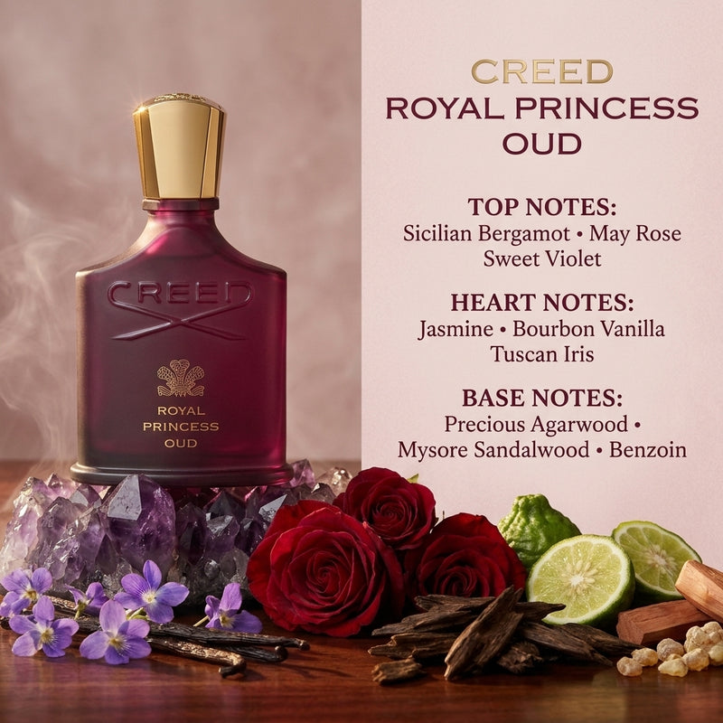 Creed Royal Princess Oud Eau de Parfum Fragrance Notes Pyramid Breakdown Infographic