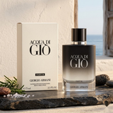 "Giorgio Armani Acqua di Gio Parfum Spray Refillable 2.5oz / 75ml perfume bottle and matching white box."