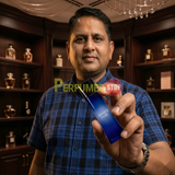 "Perfumes Stop owner holding a bottle of Giorgio Armani Armani Code EDP Spray 2.0oz / 60ml."