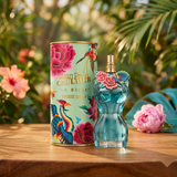 "Jean Paul Gaultier La Belle Paradise Garden EDP Spray 3.4oz / 100ml perfume bottle and matching floral turquoise box."