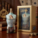 "Jean Paul Gaultier Le Male EDT EDITION LIMITEE Spray 4.2oz / 125ml blue torso-shaped perfume bottle and matching display box."