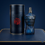 "Jean Paul Gaultier Ultra Male EDT Intense Spray 4.2oz / 125ml blue perfume bottle and matching black cylindrical box."
