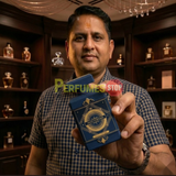 "Perfumes Stop owner holding a bottle of Mast Parfume Peace for Him EDP Spray 3.4oz / 100ml for Men."