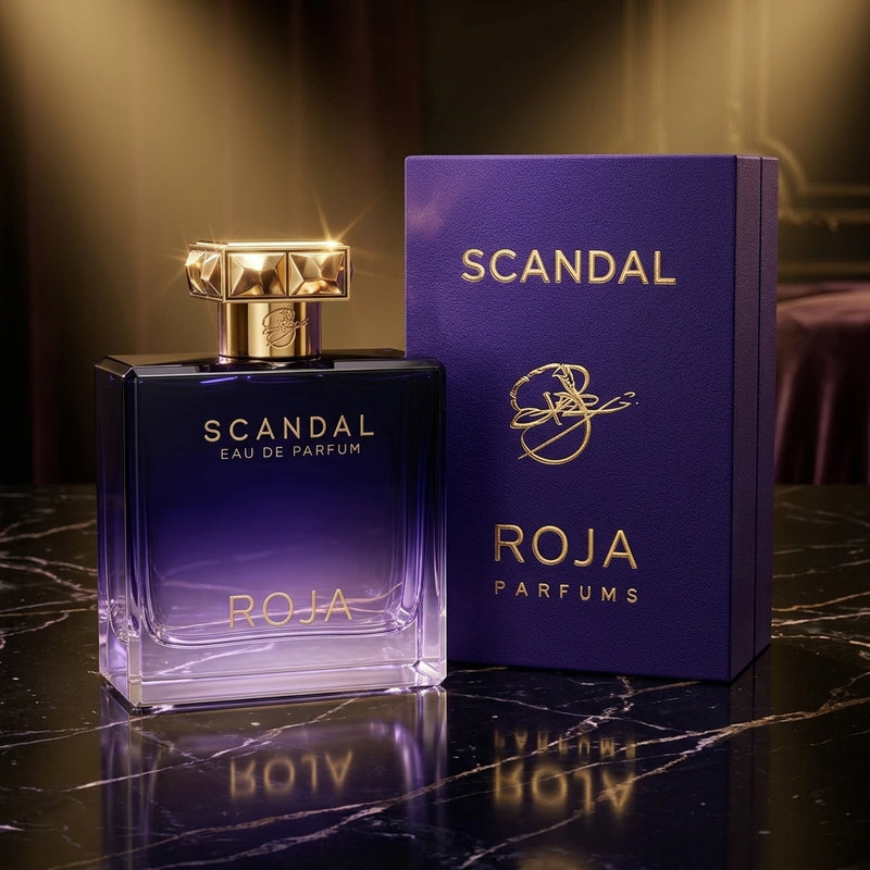 Roja Parfums Scandal Pour Homme Bottle and Luxury Presentation Packaging Box