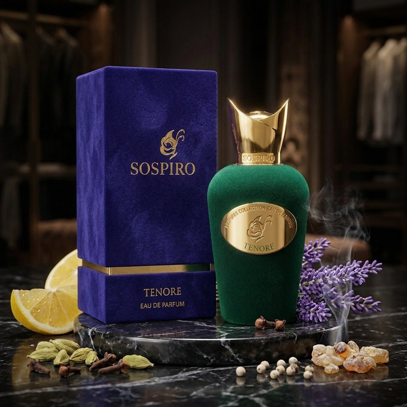 Sospiro Tenore Eau de Parfum - Retail Box and Bottle Packshot