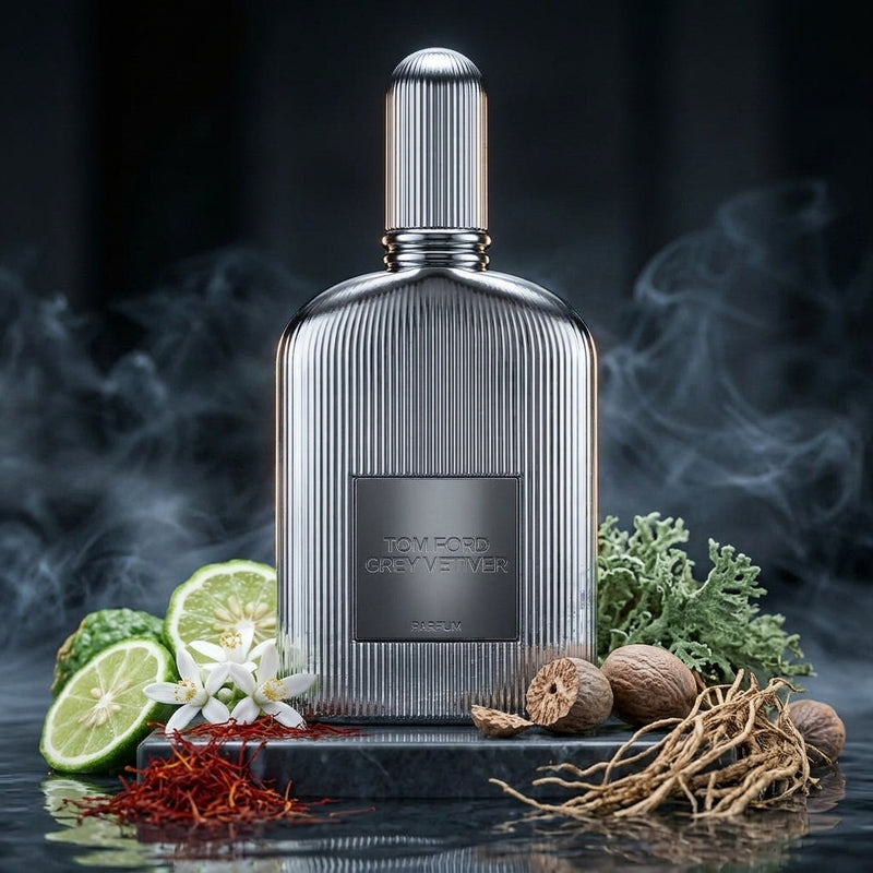 Tom Ford Grey Vetiver Parfum Luxury Editorial Hero Shot