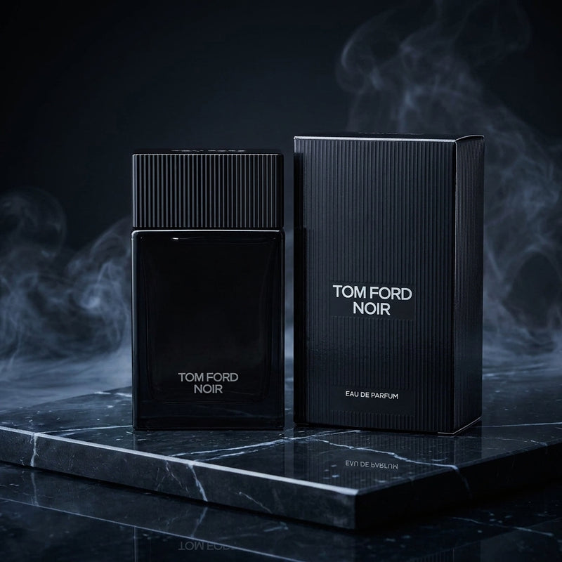 Tom Ford Noir Eau de Parfum Retail Box and Bottle Packshot