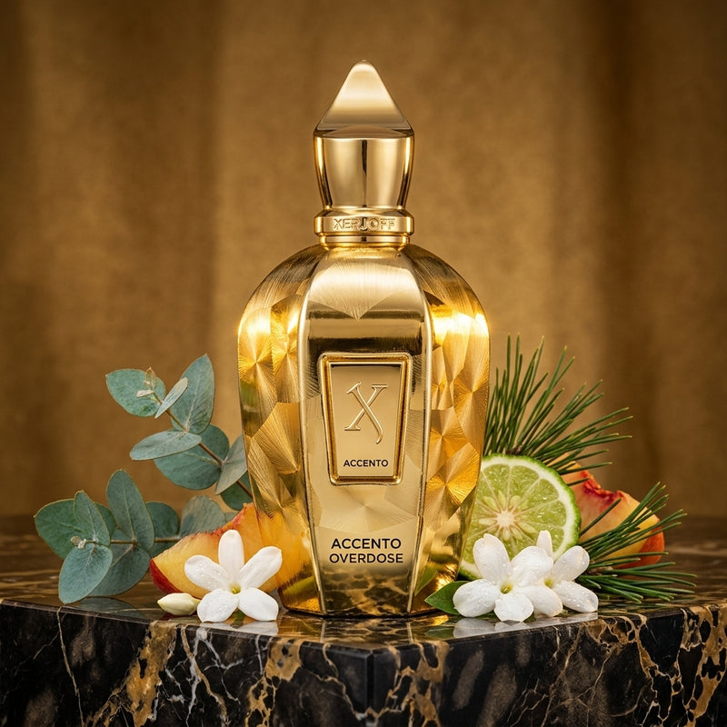 Xerjoff Accento Overdose Eau de Parfum Luxury Editorial Bottle Shot