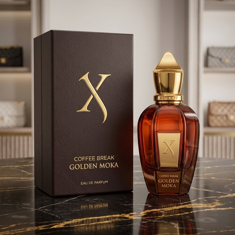 Xerjoff Golden Moka Eau de Parfum - Retail Box and Bottle Packshot