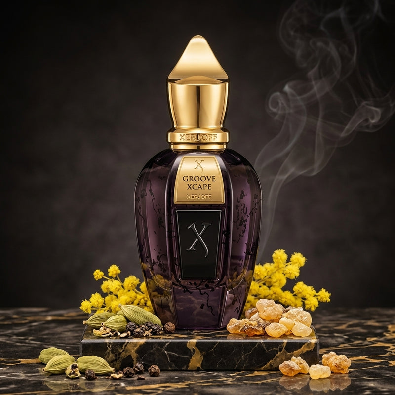 Xerjoff Groove Xcape Eau de Parfum Luxury Editorial Bottle Shot