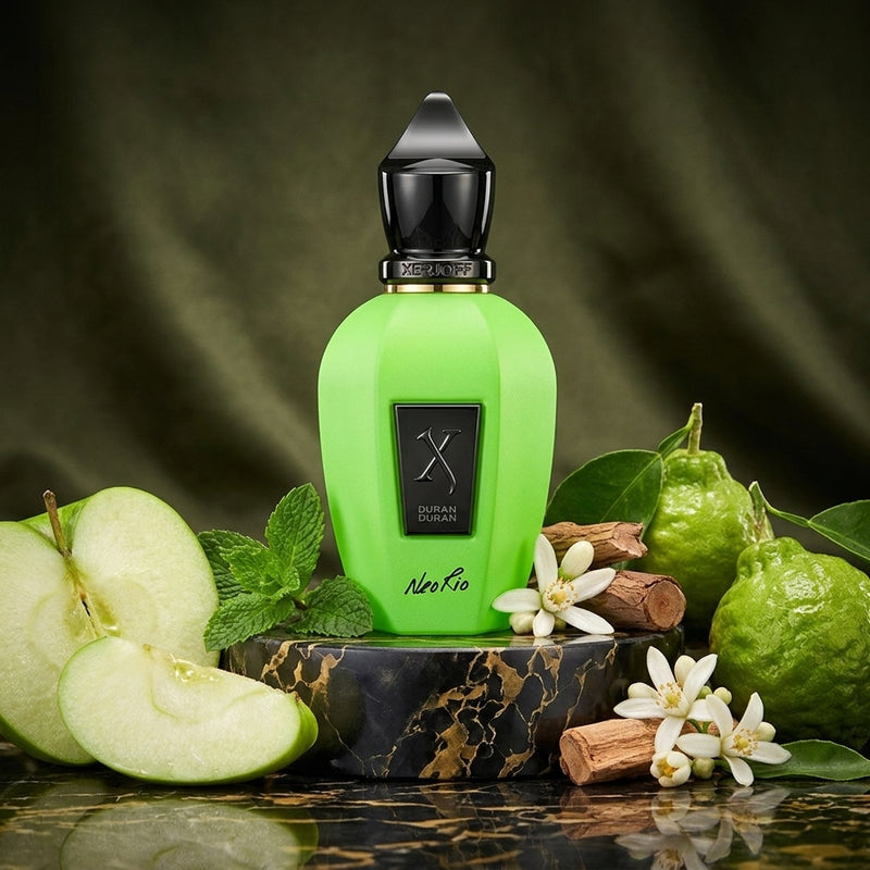 Xerjoff Neorio Fluo Green Eau de Parfum Luxury Editorial Bottle Shot